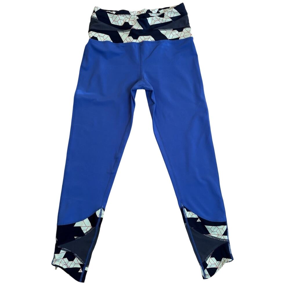 Oiselle Women’s Size 6 Blue Capri 7/8 Cropped Leggings Running Yoga Zip Pockets